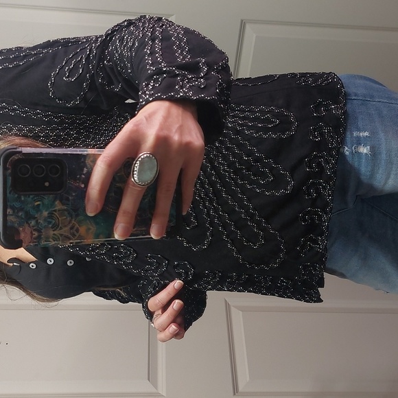 Christopher & Banks embroidered light Cardigan Black and White Large - Picture 7 of 12